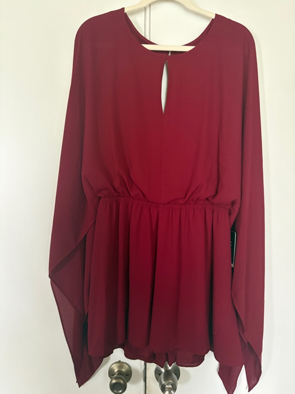 Express Women's Burgundy Long-Sleeve Romper